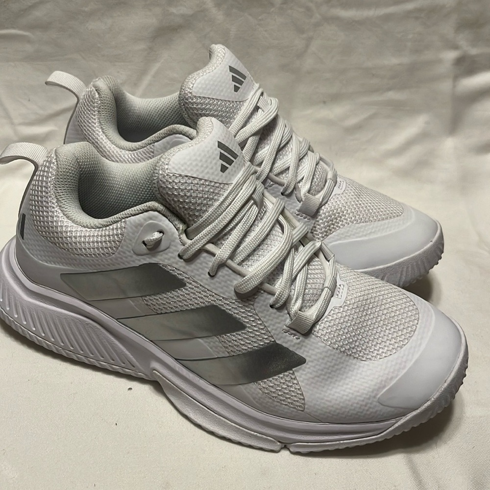 White adidas Court Team Bounce 2.0 W White Silver Metallic Women Cross Training